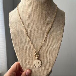 Gold Smiley Face Pendant Necklace